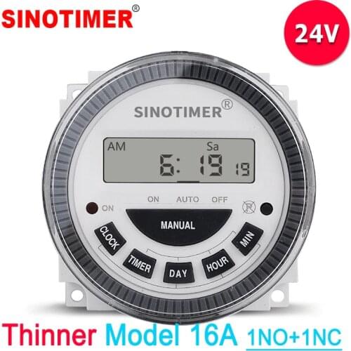 SINOTIMER Digital 7 Days Weekly Programmable 24V DC Automatic Gate Timer Switch with UL listed relay inside for Solar