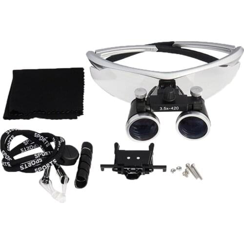 3.5x420mm Dental Loupe Dental Lab Medical Loupe Dental Magnifier Dentists Silver