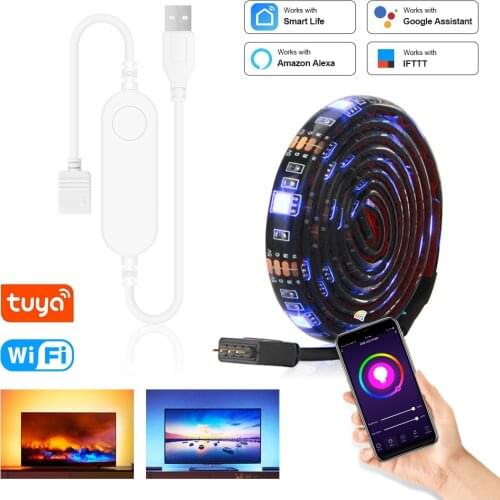 USB LED Strip DC 5V 50CM 1M 2M Tuya Smart Wifi Flexible Light Lamp Alexa Google Assistant Desk Decor Screen TV Background Light