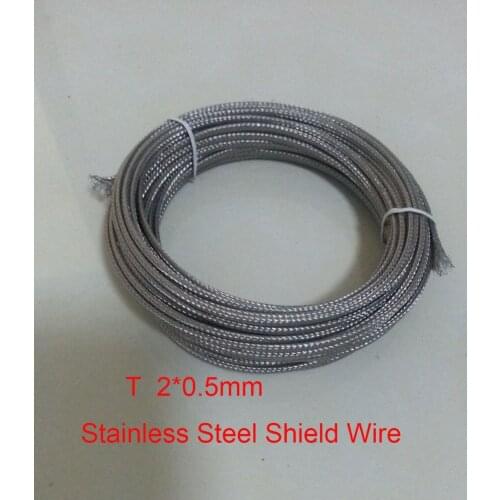 T Type 2*0.5mm Fiberglass Coated Stainless Steel Shield Thermocouple wire