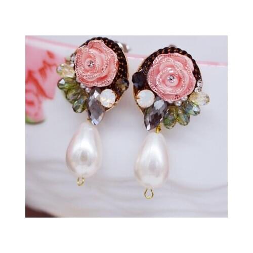 The scenery folk style Hanfu cheongsam Thai Blue Pearl Earrings brinco wedding earring Ming and Qing Dynasties