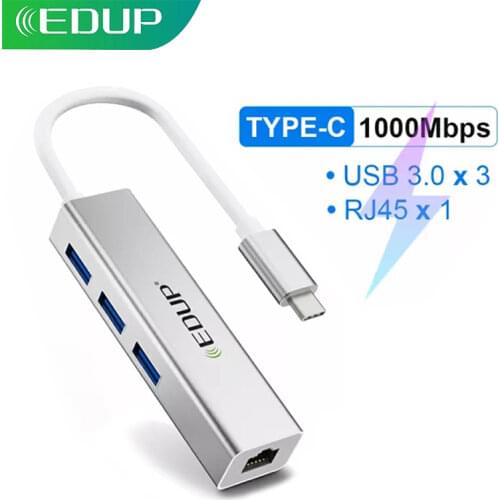 EDUP USB Type C HUB USB 3.0 to RJ45 Adapter Thunderbolt 3 Dock for PC Laptop Computer Ethernet Accessories USBC 3.1 Splitter