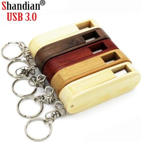 SHANDIAN USB 3.0 free personalized customization Wooden rotatable usb flash drive pendrive 4GB 16GB 32GB 64GB memory stick