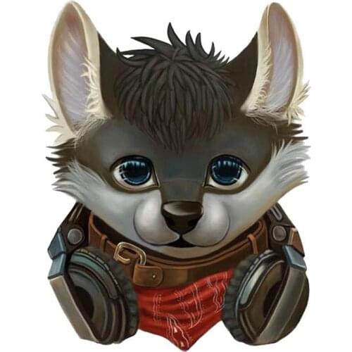 Hot A Dog with A Headset Glass Car Stickers Decals Cover Scratch Bumper Window Decals Bodywork Vinyl Car KK14*11cm