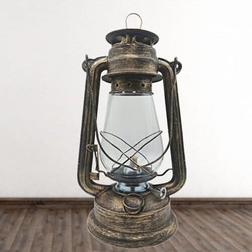 Retro Iron Kerosene Lamp Portable Hanging Lantern Outdoor Camping Light (Bronze)