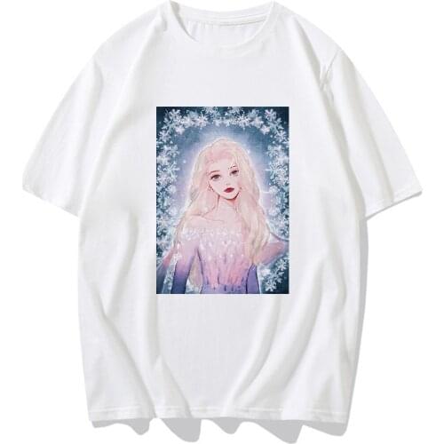 Frozen Ice Queen Elsa T Shirt Print Female Grunge Ulzzang Tshirt Cartoon Funny Tops Shirts T-shirt Graphic Clothes Fashion Girl