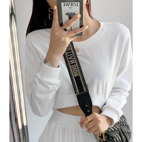 Female Hoodies Spring Chic New Cropped Sweatshirts Women Loose Long Sleeve O-Neck Lazy All-Match Stylish Leisure Student