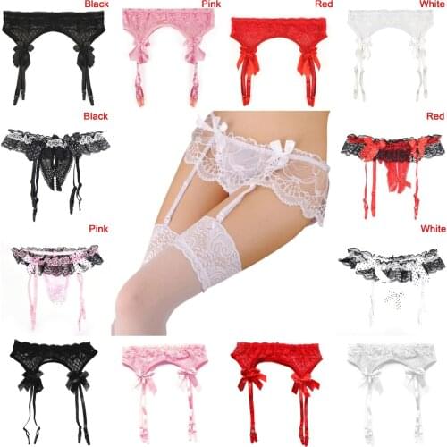 Womens Sexy Lingerie Lace Garter Suspenders Transparent Underwear Adjustable Double Breasted Waist Belt For Stockings
