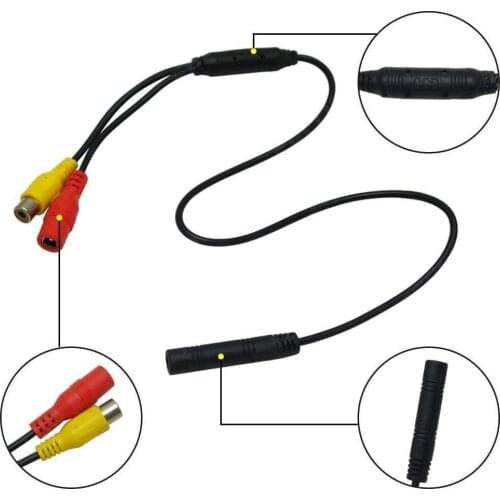 1Pcs Car Reverse Backup Rear View Camera 4-Pin Male RCA Wire Harness Signal Female Power Adapter CVBS Wire Adapter To Conne J9P9