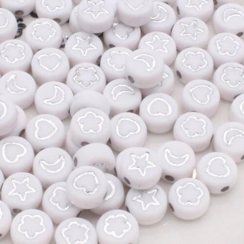 100pcs 4x7mm Flowers Stars Moon Acrylic Beads DIY Bracelets Necklaces Earrings Jewelry Making