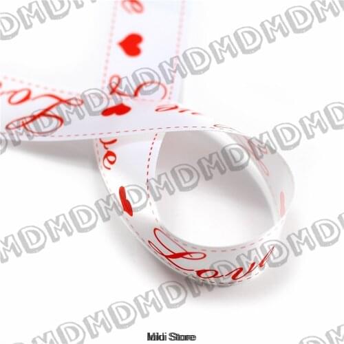 100 Yards 9mm-75mm Size Love Valentines Printed Satin Ribbon DIY Handmade Gift Wrapping, Packing Webbing HT01-PG022-05360