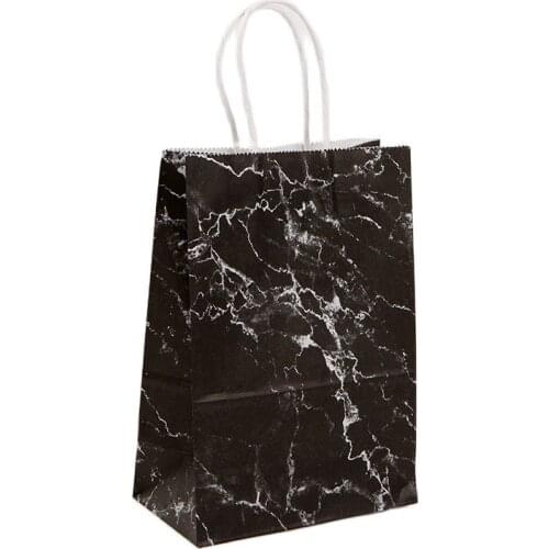 12pcs Kraft Paper Marble Series Creative Handbag Takeaway Packing Bag Clothing Shopping Kraft Paper Bag Gift Bag