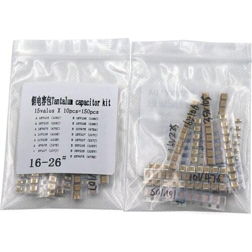 15 Valuesx10pcs=150pcs A Case and B Case Tantalum capacitor kits 1uf-220uf KIT