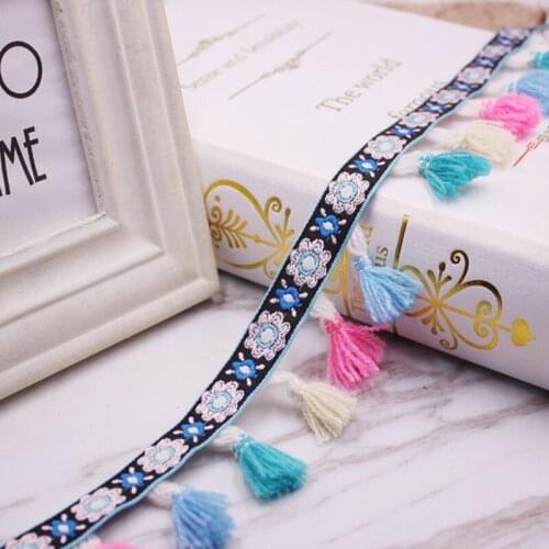 20yards (3.5cm) Embroidery Jacquard Lace Ribbon Handmade Tassel Minority Ribbon Clothing Garment Accessories Curtains Decoration