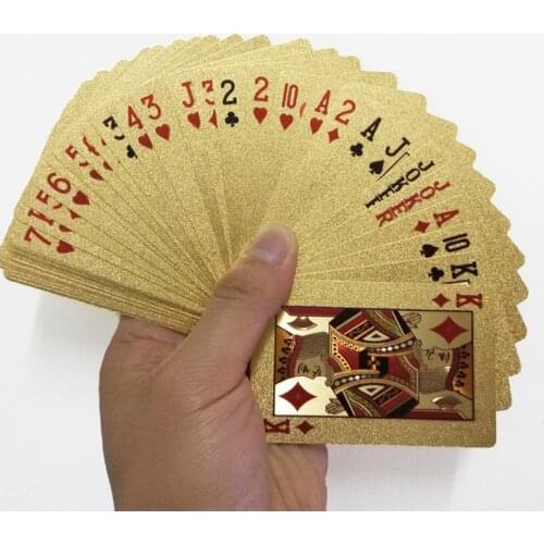 24K Gold Playing Cards Guan Yu Game Deck Gold Foil Set Plastic Magic Card Waterproof Cards Magic