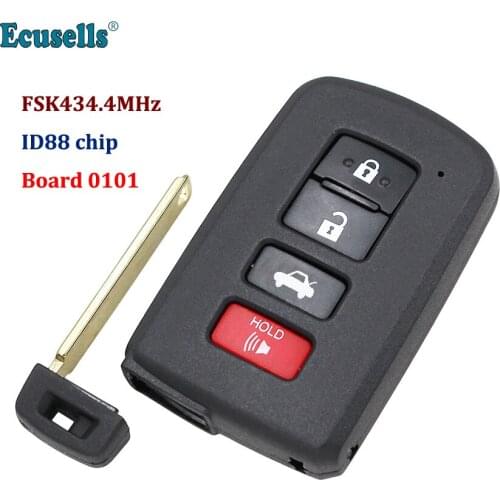3+1 Button keyles go FSK 434.4MHz Full Intelligent Remote Control Key / Board 0101 / ID88 CHIP / TOY12 / for Toyota in Malaysia
