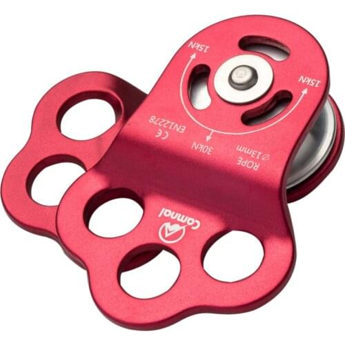 30KN Climbing Pulley Fixed Triple Pulley Rigging Climbing Hauling Red