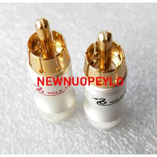 4pcs lot Male Audio Video Connector Gold Adapter For Cable DIY gold snake RCA Plug HIFI Goldplated Audio Cable RCA