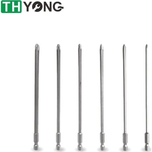 6Pcs/Set Shank 1/4" S2 Steel 150mm Long Magnetic Hex Cross Head Screwdriver Screw Driver Drill Bits Set