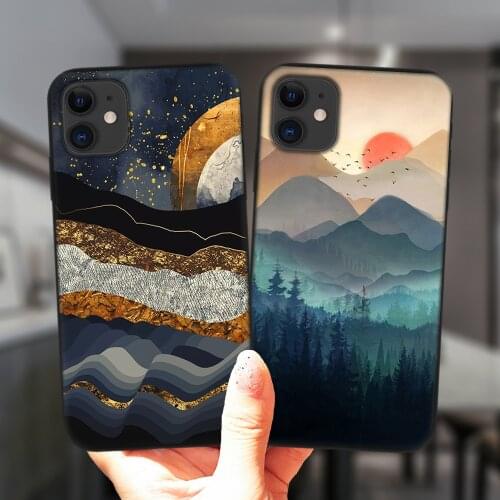 Abstract Art Painted Luxury Soft Silicone Cover For iPhone 11 12 Pro XS Max 6S 8 7 Plus X XR 5S SE 2020 12Mini Black Phone Case