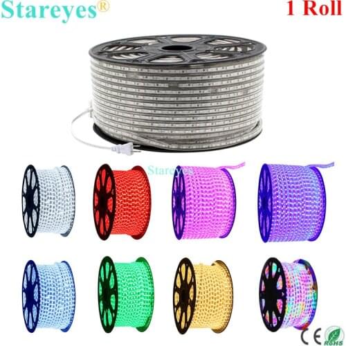 Free shipping 1 Roll 100M AC220V 5050 SMD 60LED/M 8mm PCB IP67 Waterproof LED Flexible strip light Ribbon RGB Single color tape