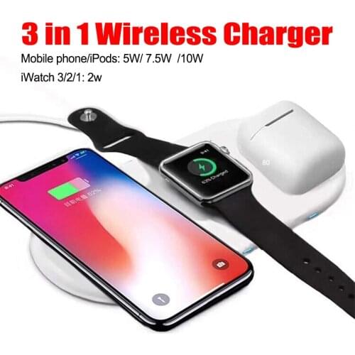 3 in 1 10W Fast Charging Qi Wireless Charger For iPhone XR XS Max Quick Charge For Apple Watch 1 2 3 4 For Apple Earphone