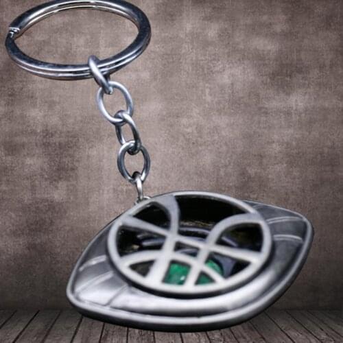 Movies Doctor-Strange Keychain Pendant Avenger-Dr.Strange Steve Green Crystal Infinity-Time Stones Agamotto Eye Keyring Jewelry