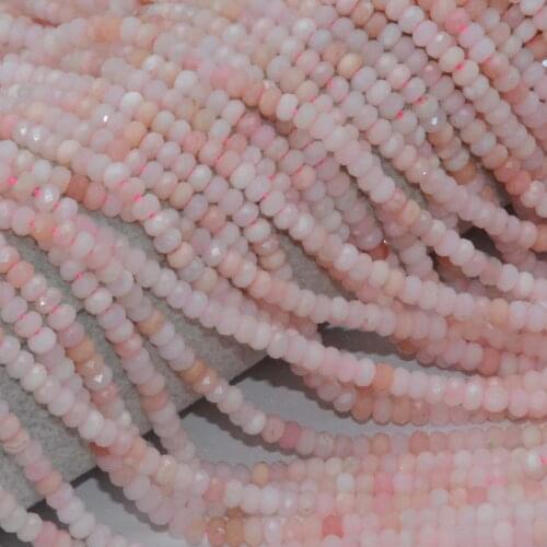 Natural Pink Opal Faceted Rondelle Beads 3x4.3mm