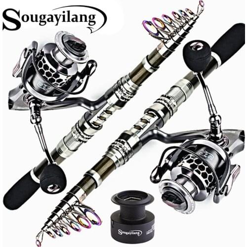 Sougayilang 1.8m-2.4m Telescopic Fishing Rod Reels Combos Fishing Reel Pole Lure Line Bag Sets Kit For Travel Fishing Tackle