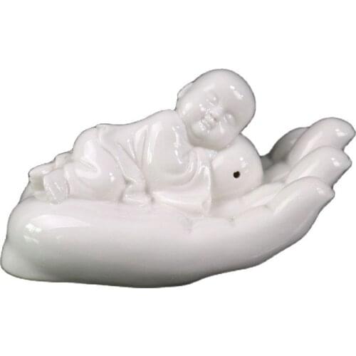 China Old Porcelain White Glazed Treasure In The Palm Figure White Porcelain Sculpture