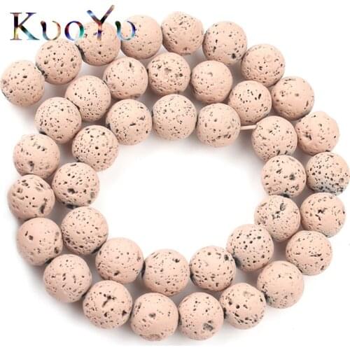 Khaki Lava Volcanic Rock Hematite Stone Rubber Beads Round Loose Bead For Jewelry Making Diy Wowen Charm Bracelets 4/6/8/10MM