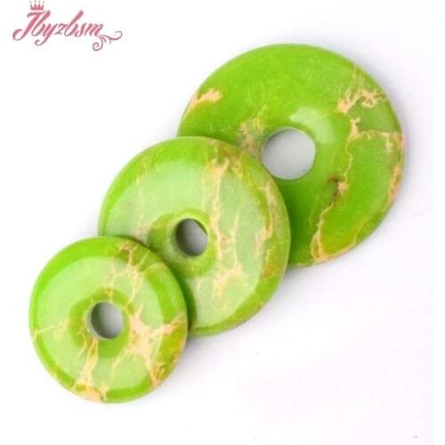 25,30,35mm Round Donut Green Sea Sediment Stone Beads Pendant 1 Pcs For DIY Necklace Jewelry Making,Wholesale Free Shipping