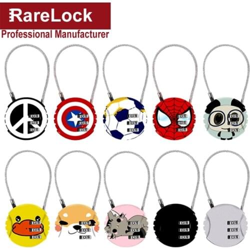 Round Wire Combination Padlock Small Cartoon Lock for Suitcase Luggage Lock Gym Locker Office Drawer MX12 Rarelock G