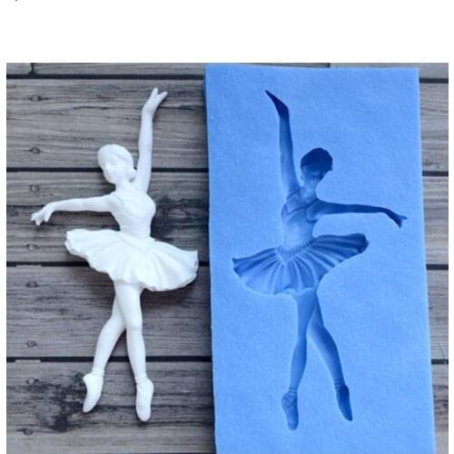KUXSE Ballet Girl Silicone Mold Fondant Mold Cake Decorating Tools Chocolate Gumpaste Mold