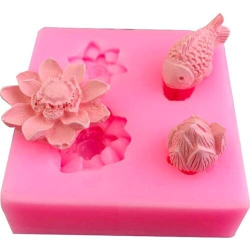 Small lotus shaped silicone mold chocolate turn sugar cake baking tools flower DIY handicrafts drop glue soap mold Candle Mold