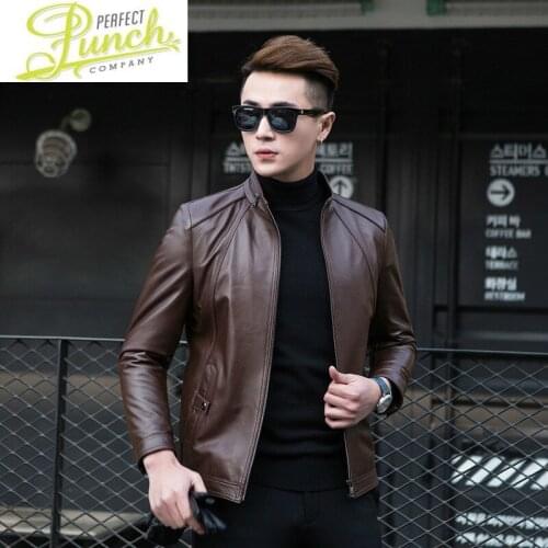 Men 2021 Genuine Jacket Spring Autumn Sheepskin Coat Slim Fit Short Motorcycle Mens Leather Jackets 1YW71228 KJ4922
