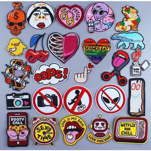 Hippie Patch On Clothes Camera Appliques Embroidered Patches For Clothing Heart Letters Stripes Thermo Stickers Sewing On Jacket