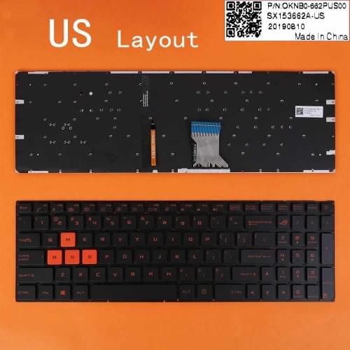 US New Replacement Keyboard For ASUS Rog GL502VM GL502VS GL502VT GL502VY GL702VS GL702V FX502VD FX502VM Red Backlit No Frame