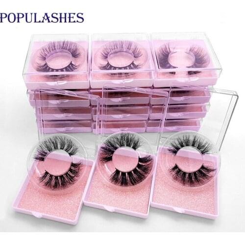 New 5d Mink Lashes in Bulk Wholesale Fluffy Messy Curly False Eyelash Pink Card Square Case Packaging Vendors no Logo