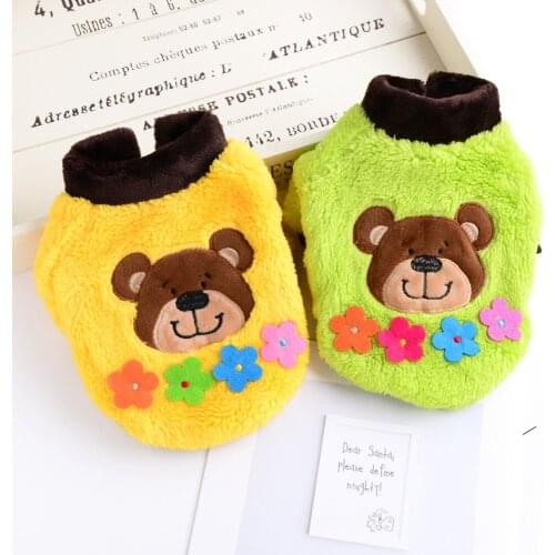 Dog Clothes New Pet Clothes Cartoon Cute Bichon Teddy Dog Clothes Autumn and Winter Clothes Coral Fleece Two-legged Clothes