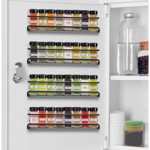 4Pc/set Wall Shelf for Kitchen Iron Wall Mounted Storage Shelves Punch-free Organizer Spice Jars Holder Rack Spice Rack for Door