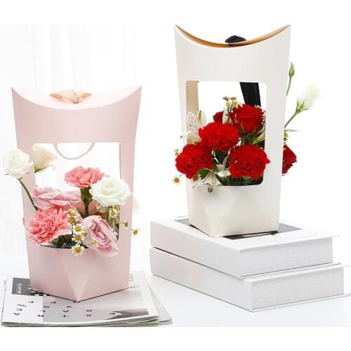 Portable Flower Box Flower Gift Waterproof Paper Boxes Gifts Packing Boxes For ValentineS Day Candy Cake Birthday Packing Bags