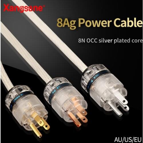 Xangsane 8N 8Ag hifi OCC silver-plated EU/US/AU power cable audio amplifier speaker pure copper gold-plated rhodium-plated plug