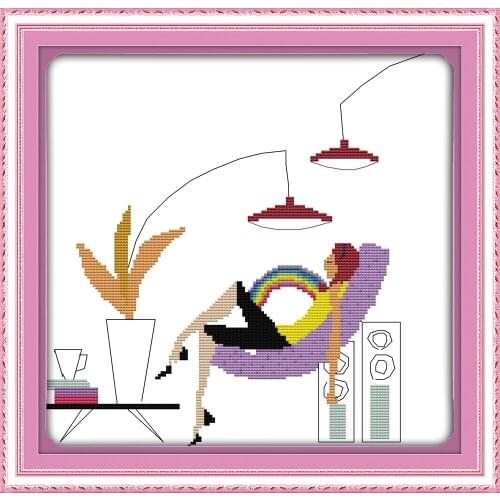 Casual Living cross stitch kit DIY people hand embroidery set handmade needlework cross-stitching DMC color Dreamfounder