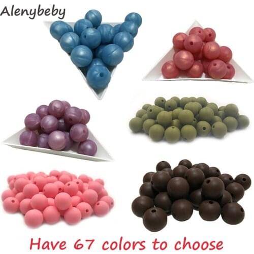 12mm 40pcs Silicone Loose Round Beads Teether DIY Nursing Chewable Colorful Teething Necklace Infant Baby Pacifier Safe Teether