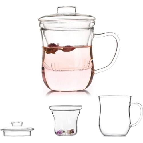 300ml Transparent Clear Glass Milk Mug Coffee Blooming Tea Cup Teapot Kettle With Tea Infuser Filter Lid Home Office Drinkware