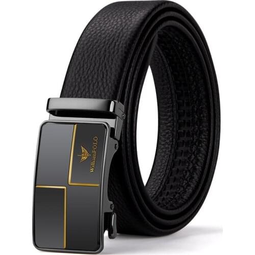 WILLIAMPOLO 2021 Genuine leather Brand Belt Men Top Quality Luxury Leather Belts for Men Strap Male Metal Automatic Buckle