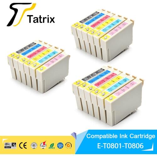 Tatrix T0801 T0802 T0803 T0804 T0805 T0806 Color Compatible Printer Ink Cartridge for Epson Stylus Photo R265 RX610