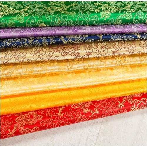 Brocade fabric for dress jacquard silk dragon pattern fabrics for sewing cheongsam and kimono material