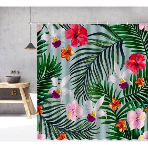 Colorful Shower Curtain Leaves Flower 3d Bathroom Curtains Printing Waterproof With Hooks Bath Shower Curtain Washable Cloth
